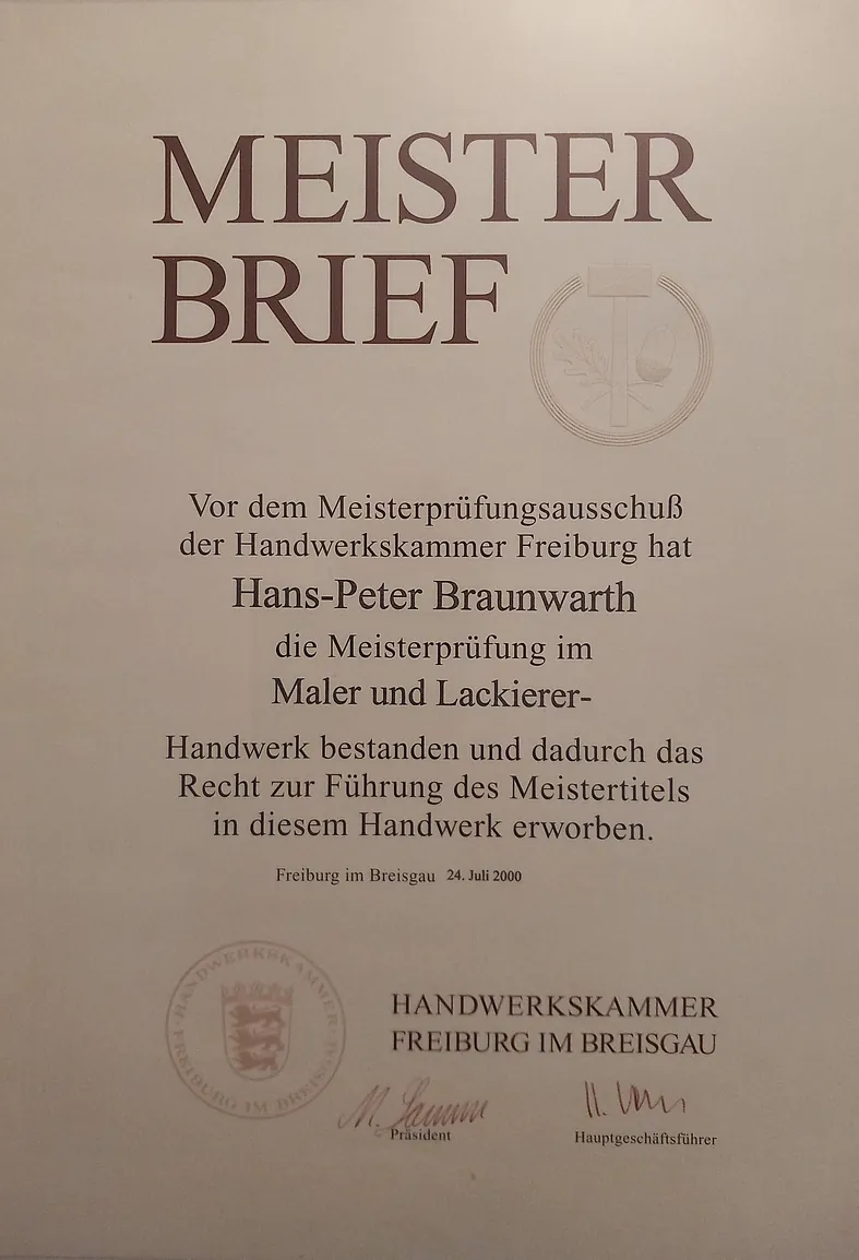 Meisterbetrieb Braunwarth - Zertifizierung